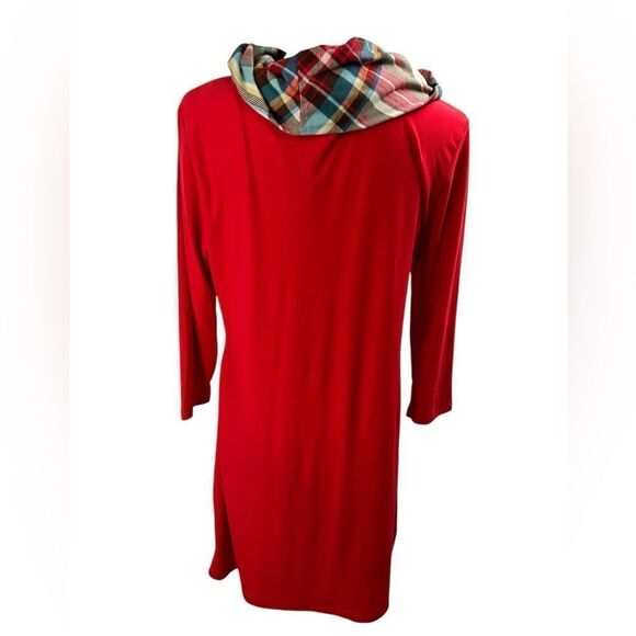 Jamie & Layla Steinmart Dress with scarf Red dress Plaid scarf Size Petite Med - Picture 4 of 9